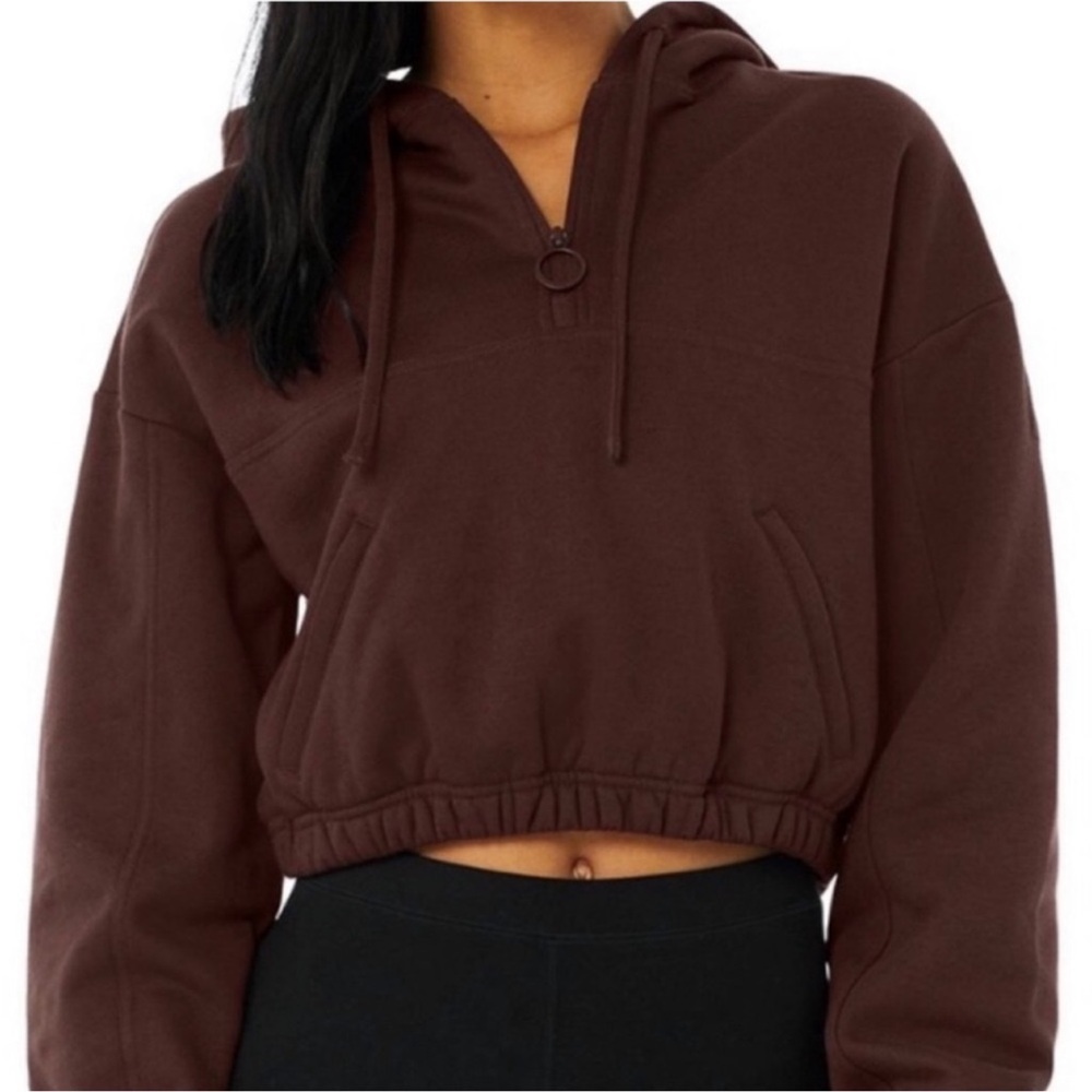 ALO Refresh Stadium Half Zip Hoodie Cherry Cola Size Small